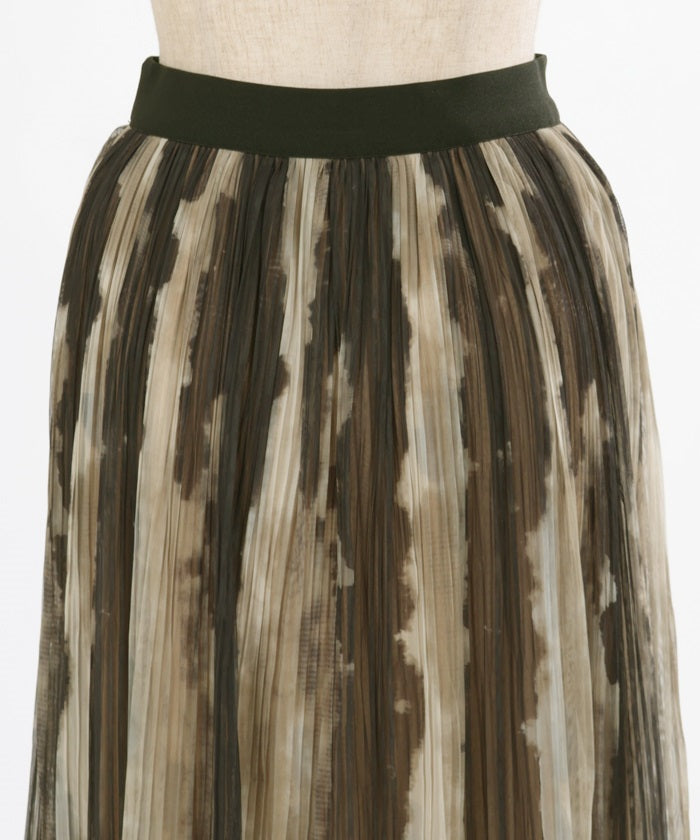 Overall Pattern Tulle Pleated Skirt