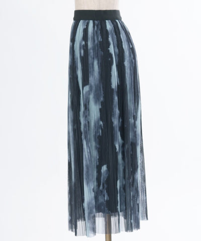 Overall Pattern Tulle Pleated Skirt