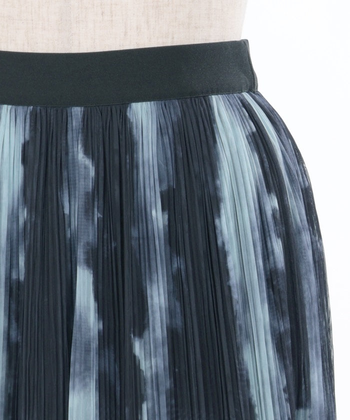 Overall Pattern Tulle Pleated Skirt