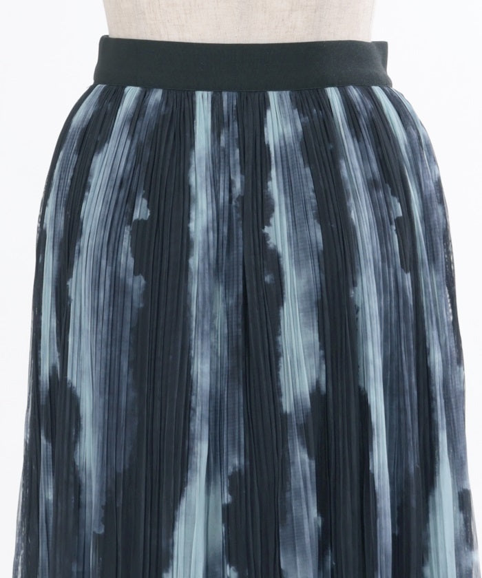 Overall Pattern Tulle Pleated Skirt