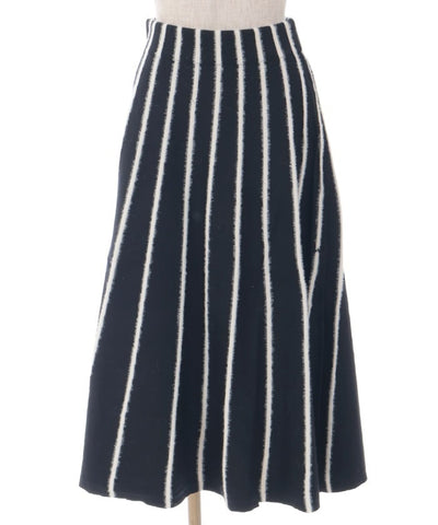 Fur Design Striped Knit Skirt