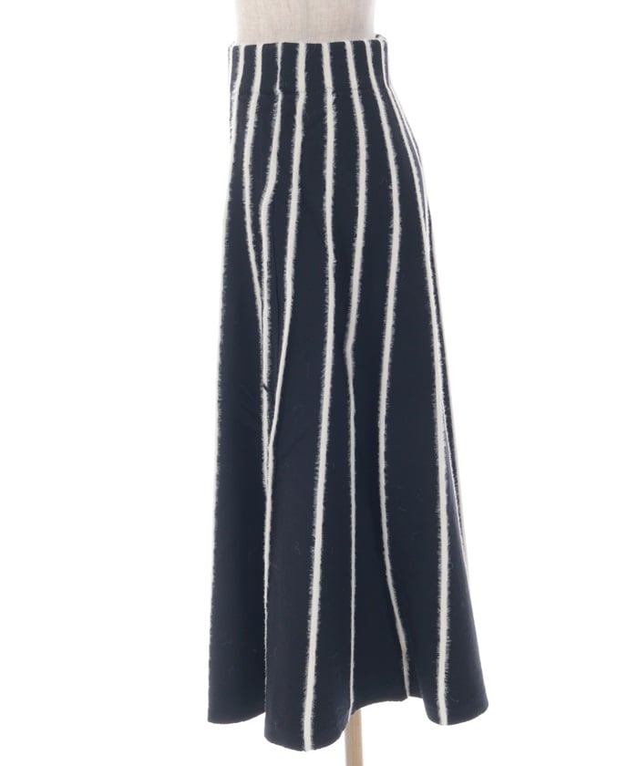 Fur Design Striped Knit Skirt