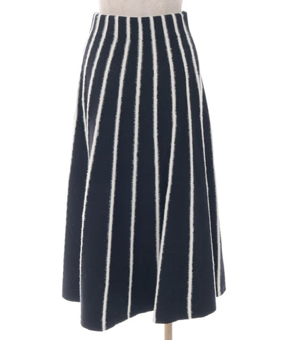 Fur Design Striped Knit Skirt