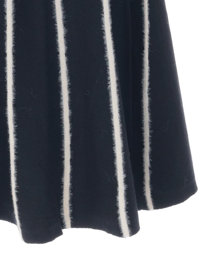 Fur Design Striped Knit Skirt