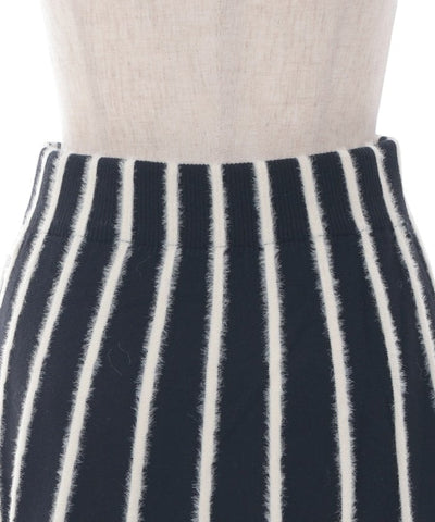 Fur Design Striped Knit Skirt