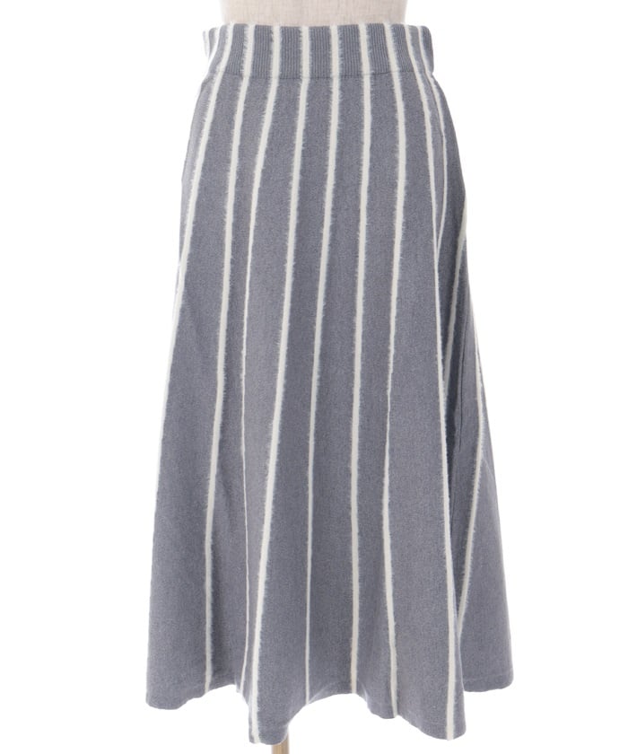 Fur Design Striped Knit Skirt