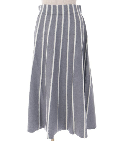 Fur Design Striped Knit Skirt