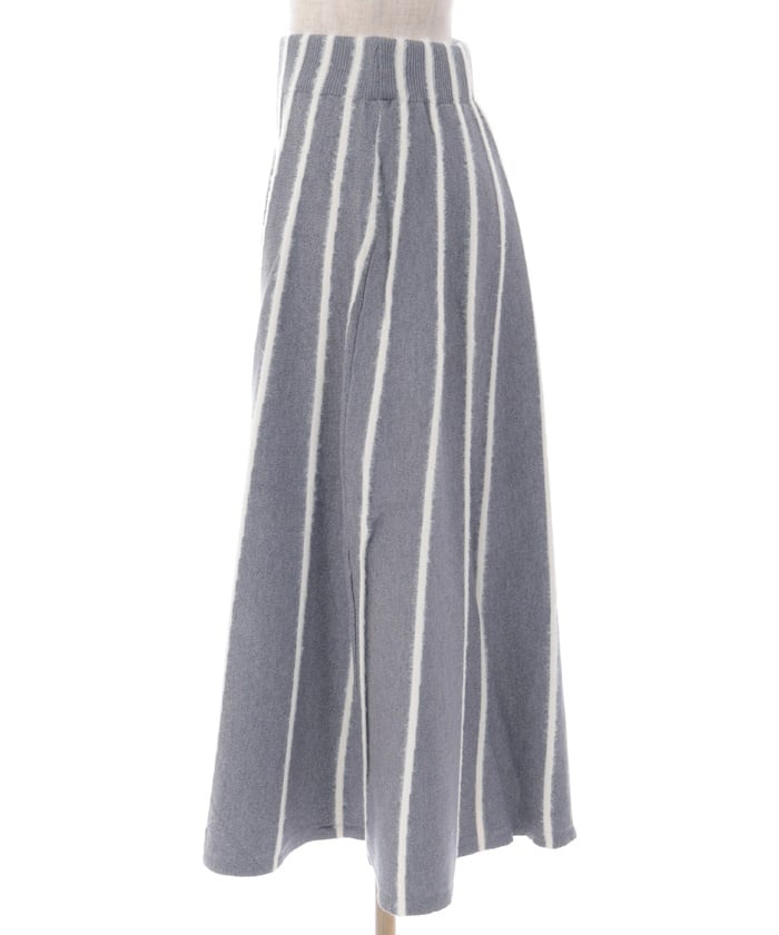 Fur Design Striped Knit Skirt