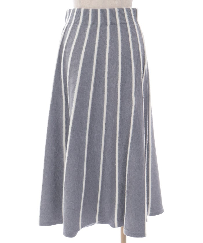 Fur Design Striped Knit Skirt