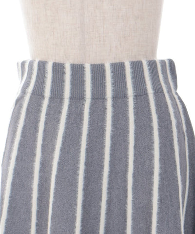 Fur Design Striped Knit Skirt