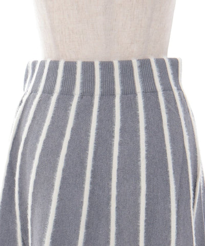 Fur Design Striped Knit Skirt