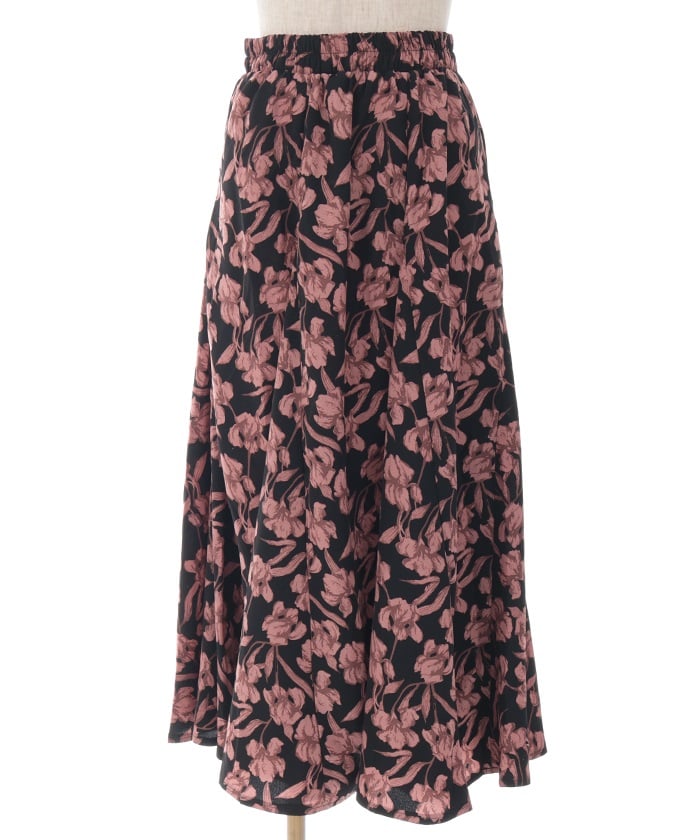 Floral Pattern Flare Skirt