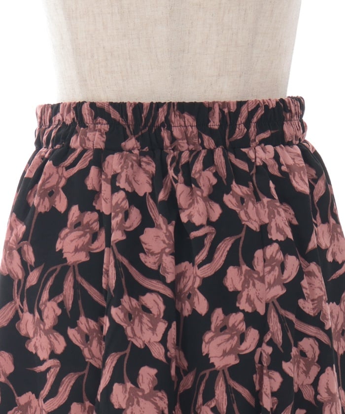 Floral Pattern Flare Skirt