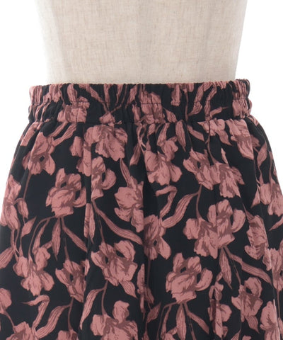 Floral Pattern Flare Skirt