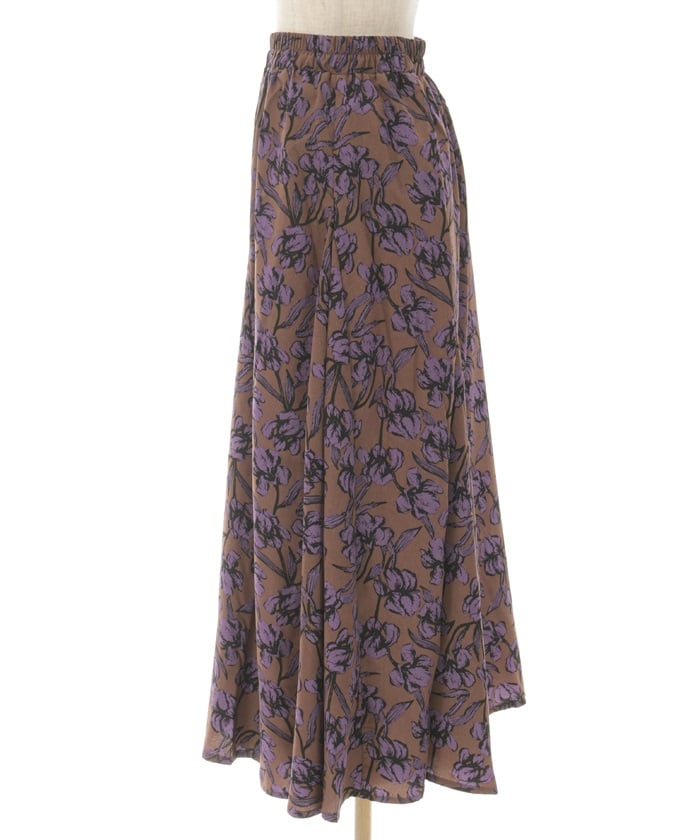 Floral Pattern Flare Skirt