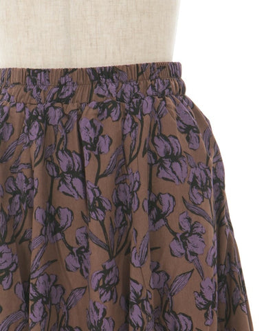 Floral Pattern Flare Skirt