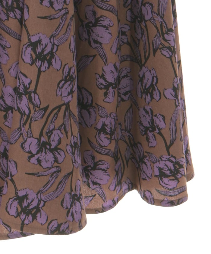 Floral Pattern Flare Skirt