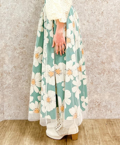 Tulle Layered Floral Pattern Skirt
