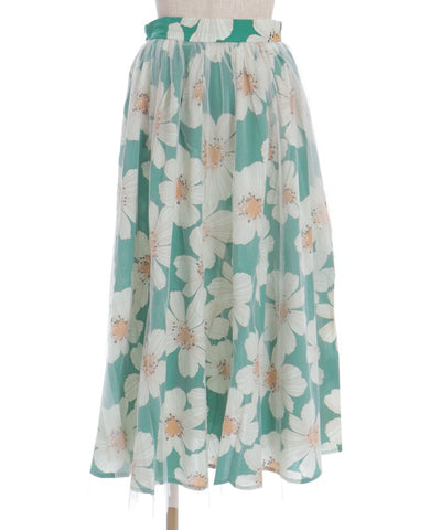 Tulle Layered Floral Pattern Skirt