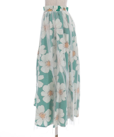 Tulle Layered Floral Pattern Skirt