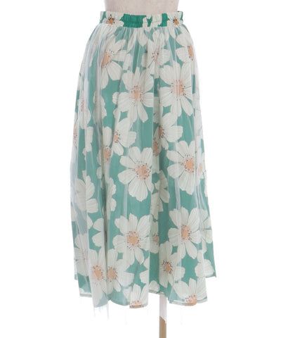 Tulle Layered Floral Pattern Skirt
