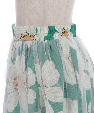 Tulle Layered Floral Pattern Skirt