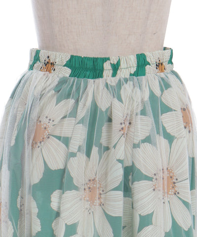 Tulle Layered Floral Pattern Skirt