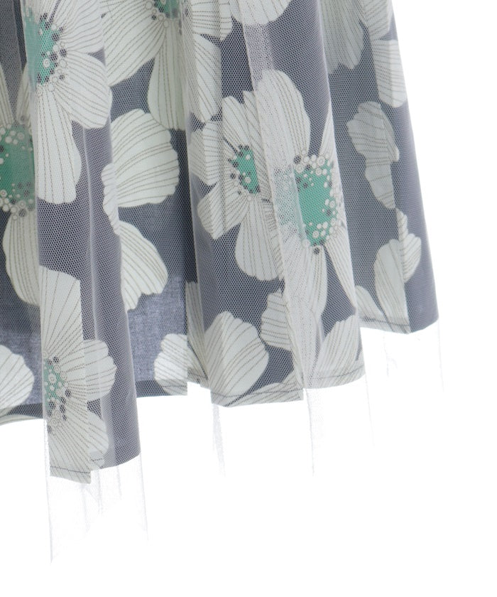 Tulle Layered Floral Pattern Skirt