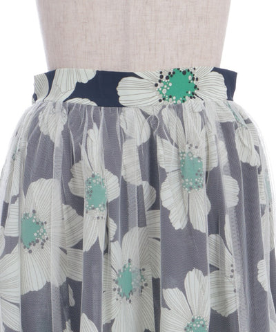 Tulle Layered Floral Pattern Skirt