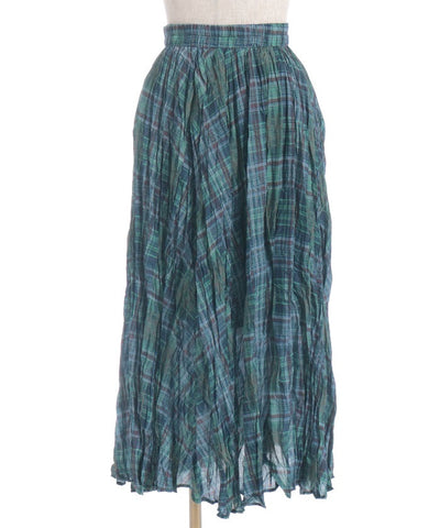 Wrinkle Finish Plaid Pattern Skirt