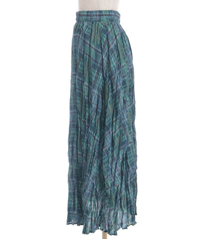 Wrinkle Finish Plaid Pattern Skirt