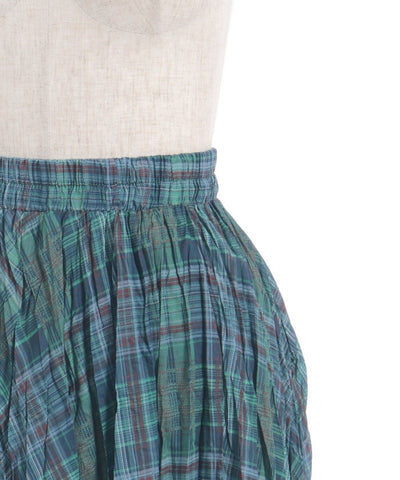 Wrinkle Finish Plaid Pattern Skirt