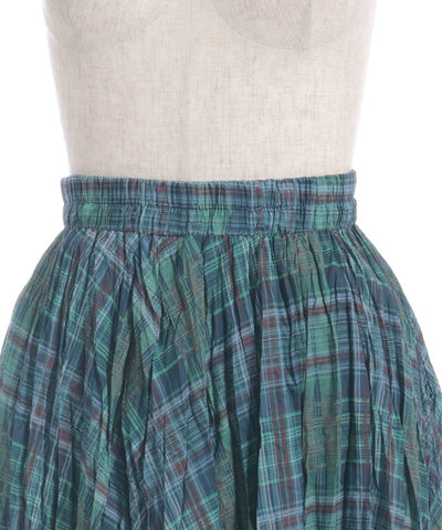 Wrinkle Finish Plaid Pattern Skirt