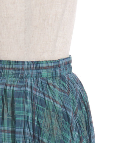 Wrinkle Finish Plaid Pattern Skirt