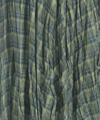 Wrinkle Finish Plaid Pattern Skirt