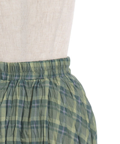 Wrinkle Finish Plaid Pattern Skirt
