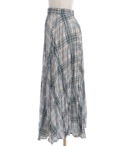 Wrinkle Finish Plaid Pattern Skirt