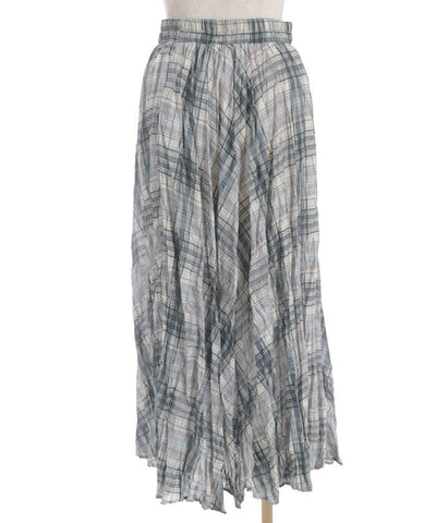 Wrinkle Finish Plaid Pattern Skirt