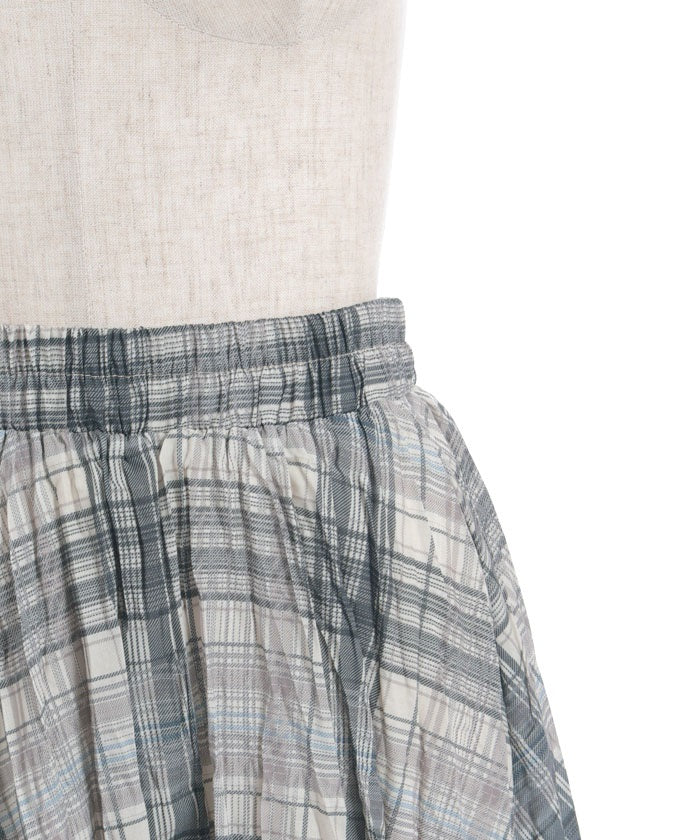 Wrinkle Finish Plaid Pattern Skirt