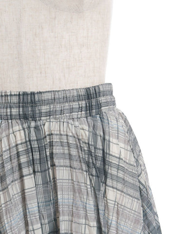Wrinkle Finish Plaid Pattern Skirt