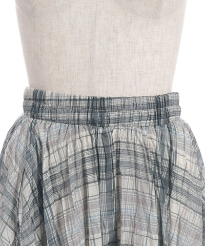 Wrinkle Finish Plaid Pattern Skirt