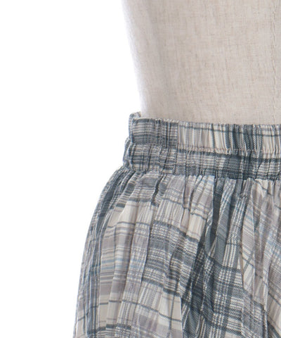 Wrinkle Finish Plaid Pattern Skirt
