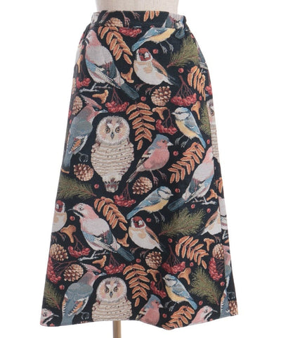 Wild Birds Pattern Gobelin Skirt