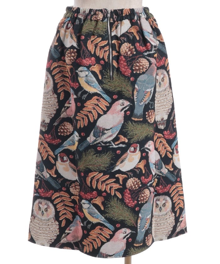 Wild Birds Pattern Gobelin Skirt