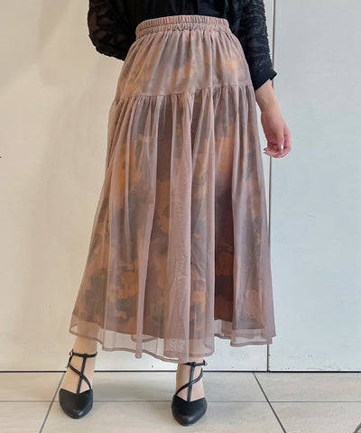 Openwork Pattern Tulle Layered Skirt