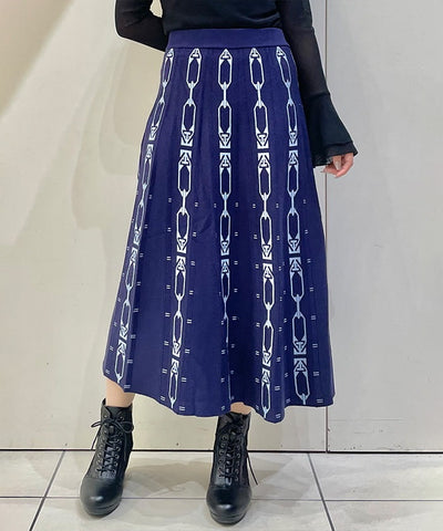 Chain Pattern Flare Skirt