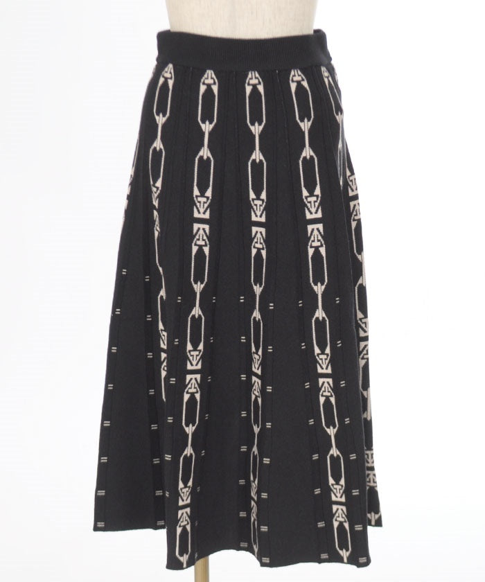 Chain Pattern Flare Skirt