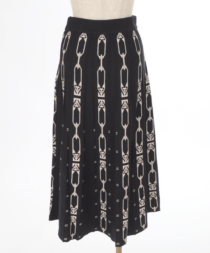 Chain Pattern Flare Skirt