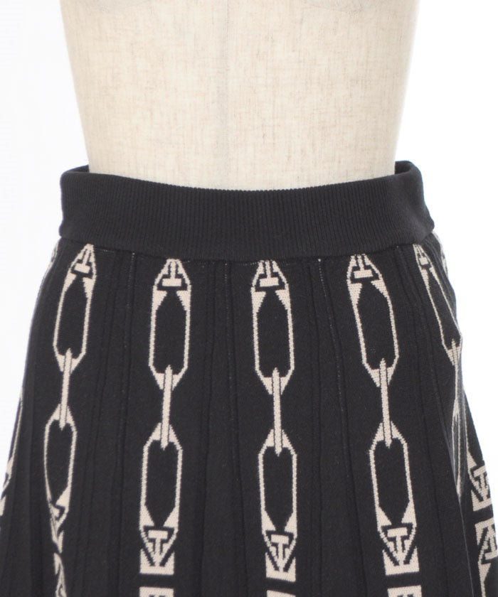 Chain Pattern Flare Skirt