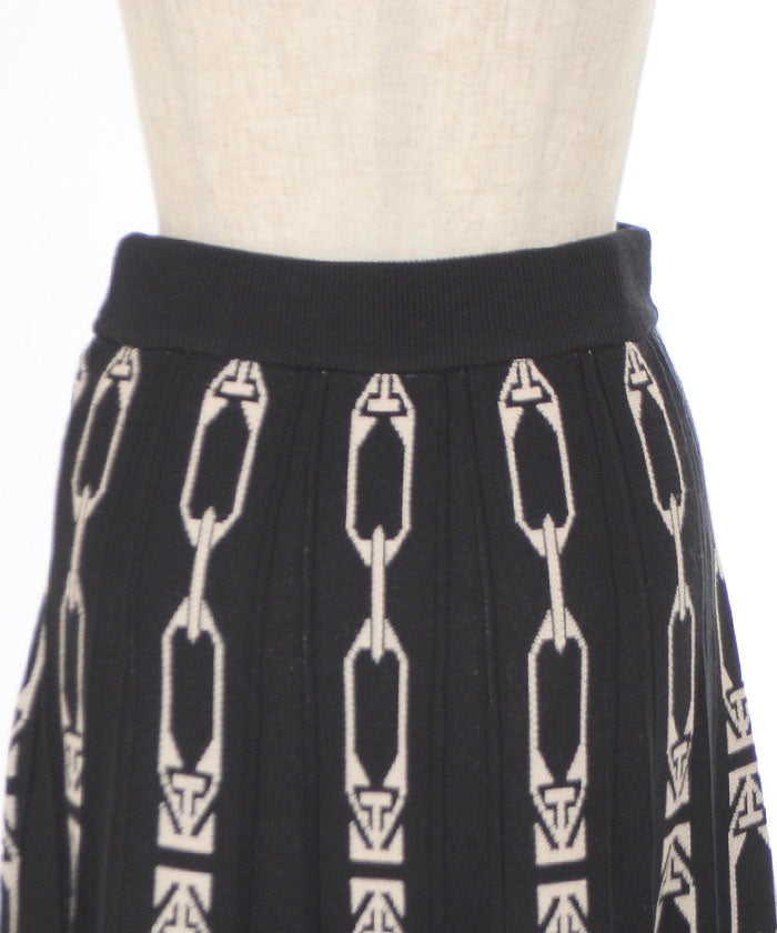 Chain Pattern Flare Skirt